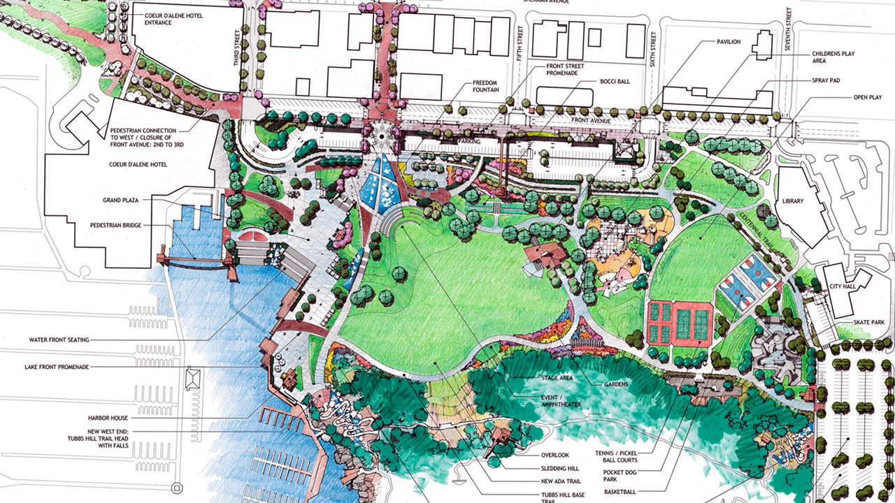 architectural drawning of overhead view of McEuen Park