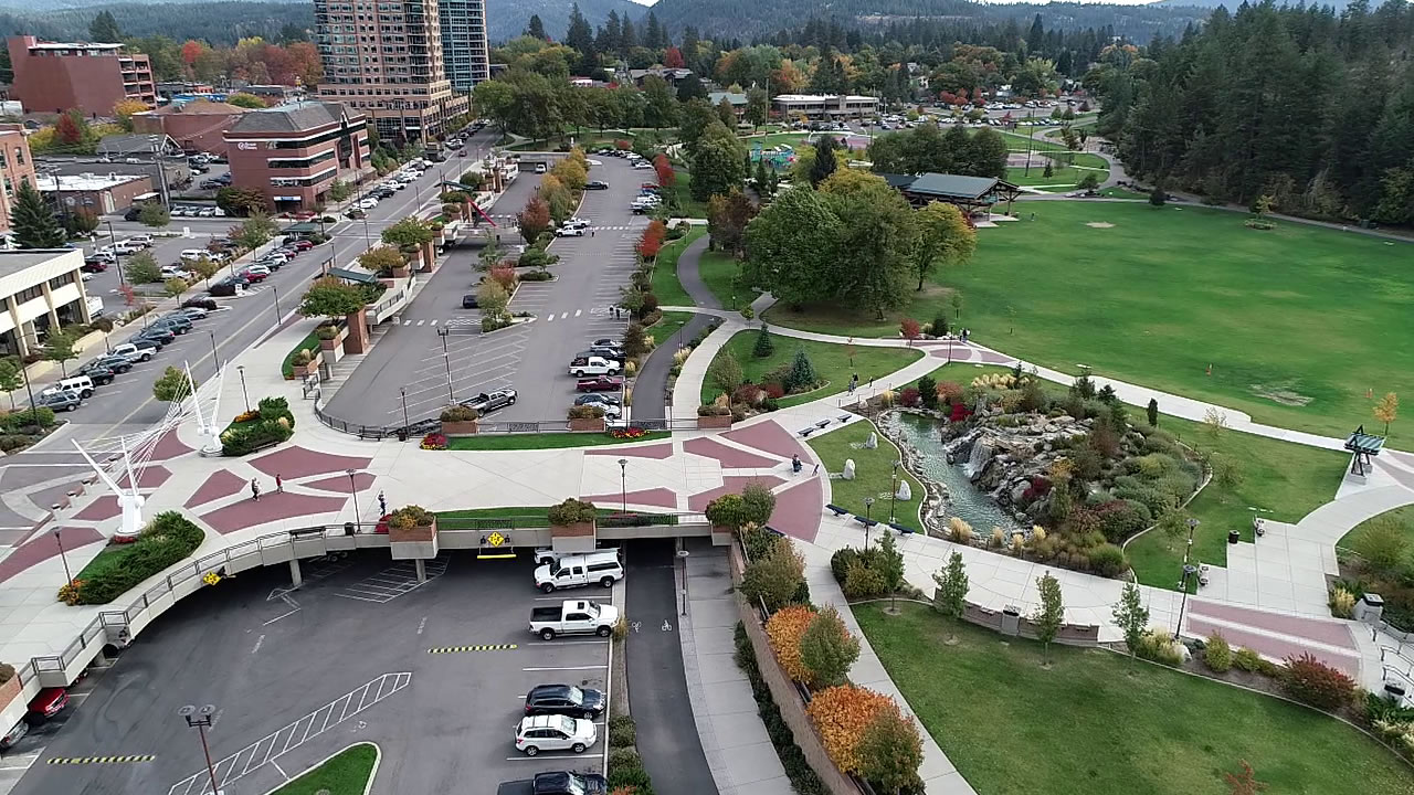 aerial view of McEuen Park and Front Street parking structure